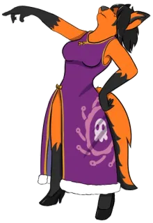 👇 anthropomorph, Furry, Fuchs, Kleid, Cartoon telegram sticker