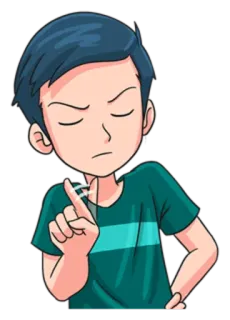 😩 hoạt hình, bé trai, không đồng tình, ngón tay, biểu cảm, cử chỉ whatsapp sticker