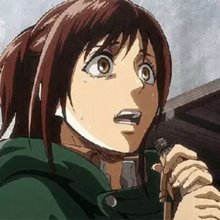 ♠️ Sasha Braus Attack on Titan อนิเมะ, การ์ตูน, ซาช่า บราอุส, ผ่าพิภพไททัน, ตกใจ, ตลก, ตัวละคร telegram sticker