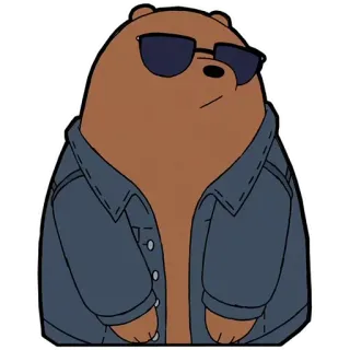 😎 Grizzly Bear We Bare Bears Мультфильм, Медведь, Солнцезащитные очки, Куртка, Крутой whatsapp sticker