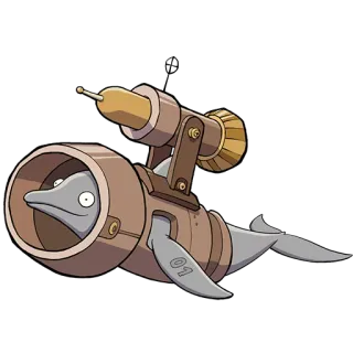 🚀 dolphin, steampunk, animal, fantasy, cartoon, futuristic telegram sticker