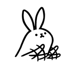 😬 lapin, animal, mignon, lapinou, noir et blanc whatsapp sticker