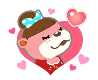 ❤ animal crossing, lindo, oso, dibujos animados, kawaii, corazón, rosa whatsapp sticker
