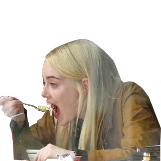 🍝 먹기, 여자, 음식, 숟가락, 금발, 점심 telegram sticker