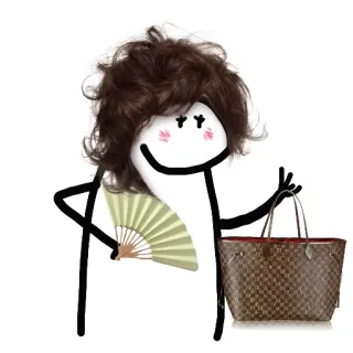 😌 stick figure, fan, bag, purse, cartoon, humor whatsapp sticker