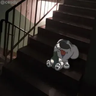 🥴 狗, 酒精, 瓶子, 楼梯, 卡通 telegram sticker
