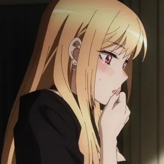 ❤️ Marin Kitagawa My Dress-Up Darling аниме, девушка, блондинка, краснеющая, персонаж telegram sticker