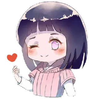 🙂 Hinata Hyuga Naruto Hinata, Naruto, anime, manga, słodkie, serce, chibi telegram sticker