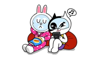 🤗 мультфильм, кролик, кот, музыка, сон, игра whatsapp sticker