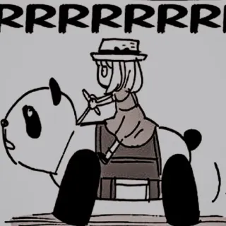 🥜 RRRRRRRRR Panda, Zwierzę, Kreskówka, Jazda, Dziewczyna, Słodkie, Sztuka telegram sticker