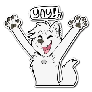 😃 YAY! wolf, cartoon, blij, feest, vreugde telegram sticker