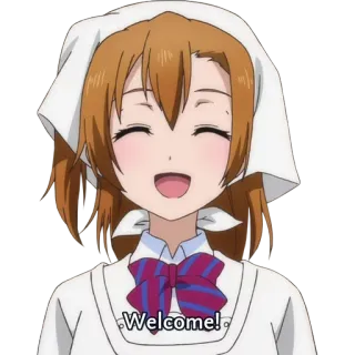 ✋ Welcome! 애니메이션, 메이드, 환영, 소녀, 귀여운 telegram sticker
