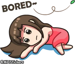 🙃 BORED~ bored, cartoon, girl, lazy, animation telegram sticker
