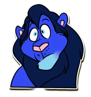 😕 leão, desenho animado, animal, azul, adesivo whatsapp sticker