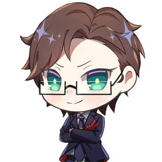 😏 chibi, glasses, suit, anime, manga telegram sticker