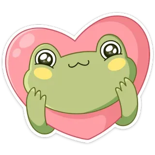 ❤️ katak, hati, stiker, cinta, imut, kartun, binatang telegram sticker