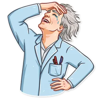 😂 scientist, sticker, distressed, emotional, cartoon, lab coat, frustrated telegram sticker