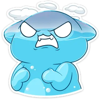 😠 arrabbiato, nuvola, mostro, cartone animato, blu, acqua, adesivo telegram sticker