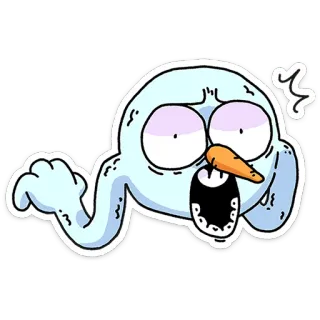 😨 cartoon, snowman, winter, snow, funny telegram sticker