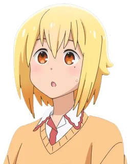 😮 anime, capelli biondi, scioccata, cartone animato, ragazza telegram sticker