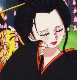😣 Nico Robin One Piece Anime, Manga, Frau, Kimono, Traurig, Weinend telegram sticker