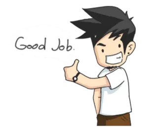 👍 Good Job. Jempol, Kerja bagus, Kartun, Anime, Persetujuan, Positif, Semangat telegram sticker