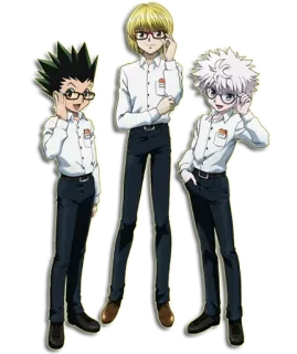 🤓 anime, characters, glasses, formal wear, group telegram sticker