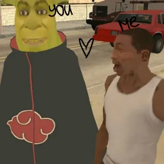 👍 Shrek you me Meme, Drôle, Crossover, Shrek, GTA, Akatsuki whatsapp sticker