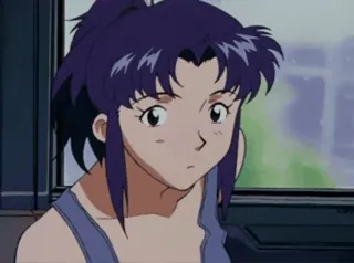 😕 Misato Katsuragi Neon Genesis Evangelion anime, cartoon, Misato Katsuragi, Neon Genesis Evangelion, woman, character telegram sticker