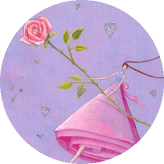 🌹 花, 裙子, 玫瑰, 粉色, 女孩, 爱心 telegram sticker