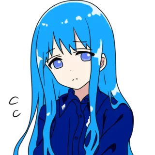 😔 Anime, blaue Haare, traurig, Manga, Mädchen telegram sticker