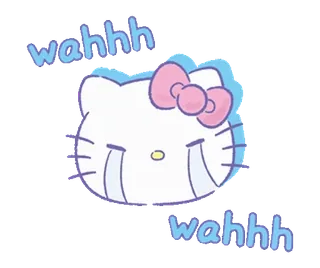 💞 Hello Kitty wahhh Hello Kitty, llorando, triste, kawaii, pegatina, dibujos animados whatsapp sticker