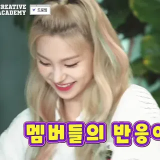 💐 멤버들의 반응이 donna, capelli biondi, sorriso, coreana whatsapp sticker