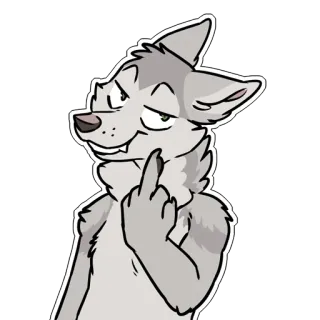 🖕 wolf, cartoon, middelvinger, aanstootgevend, gebaar telegram sticker