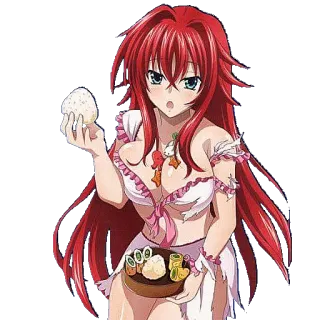 🍥 anime, menina, comida, cabelo ruivo, olhos grandes telegram sticker