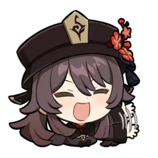 👋 Hu Tao Genshin Impact Anime, Videospiel, Süß, Lächelnd, Blumen, Hut whatsapp sticker