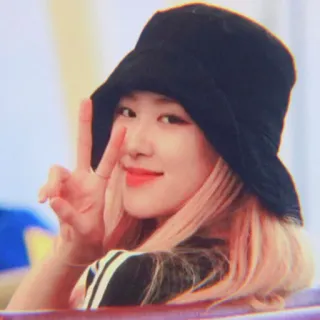 🍩 mulher, sinal de paz, retrato, chapéu, bucket hat telegram sticker