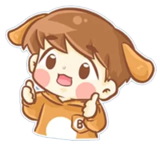 👍 การ์ตูน, เด็ก, น่ารัก, ยกนิ้วโป้ง, เชิงบวก telegram sticker