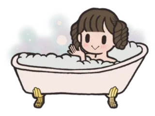 🛁 baño, burbujas, bañera, lindo, niña, relajarse, dibujos animados telegram sticker