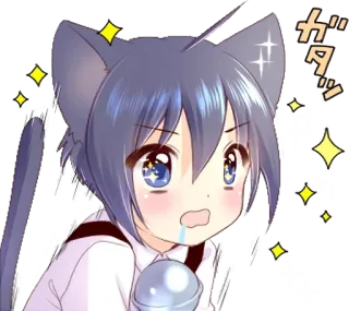 🤤 Anime, Ragazza gatto, Kawaii, Brillantini, Loli telegram sticker