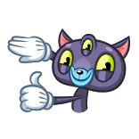 👍 kucing, kartun, karakter, tiga mata, jempol ke atas, tangan telegram sticker