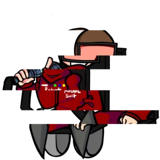 🆙 POOL SUIT cartoon, character, red, glitch, suit, microphone telegram sticker