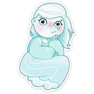 🤔 призрак, грустно, девушка, дух, жуткий, сверхъестественное telegram sticker