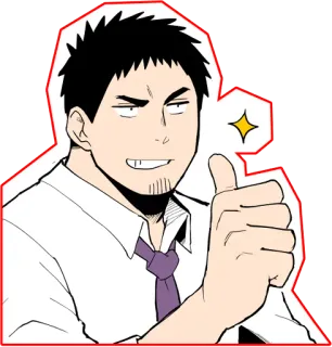 👍 homem, polegar para cima, desenho animado, gravata, aprovação, feliz telegram sticker