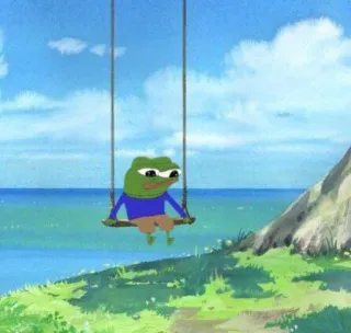 🎢 Pepe the Frog Pepe, Żaba, Meme, Huśtawka, Smutny, Internet telegram sticker