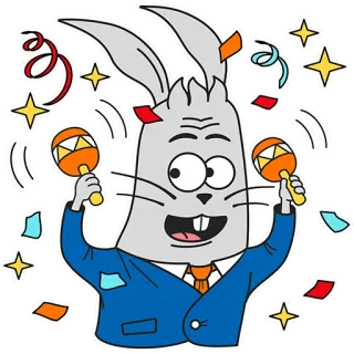 🕺 Hase, Maracas, Feier, Party, Cartoon, Musik, Tier, Tanzen telegram sticker