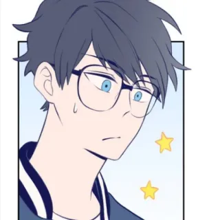🚏 Anime, Charakter, Cartoon, Mann, Brille, Süß, Sticker whatsapp sticker