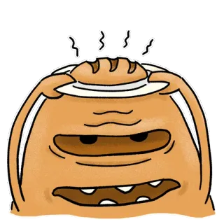 🍞 brood, eten, boosheid, grappig, cartoon, personage telegram sticker