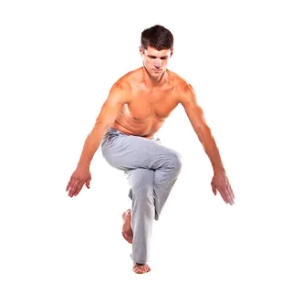 😝 man, exercise, yoga, shirtless, balance, pose telegram sticker