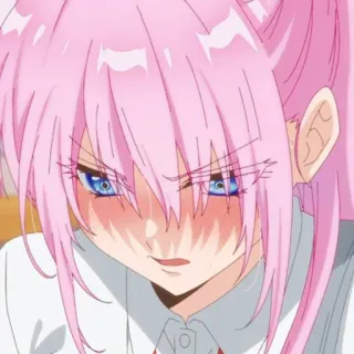 🍧 Anime, Mädchen, rosa Haare, süß, Ausdruck, wütend telegram sticker
